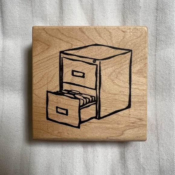 Other - Filing Cabinet Wooden Block Stamp File Office Paper Organize Craft Scrapbook